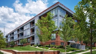 Exterior view of The Flats on Vine in the Arena District in Downtown Columbus Ohio